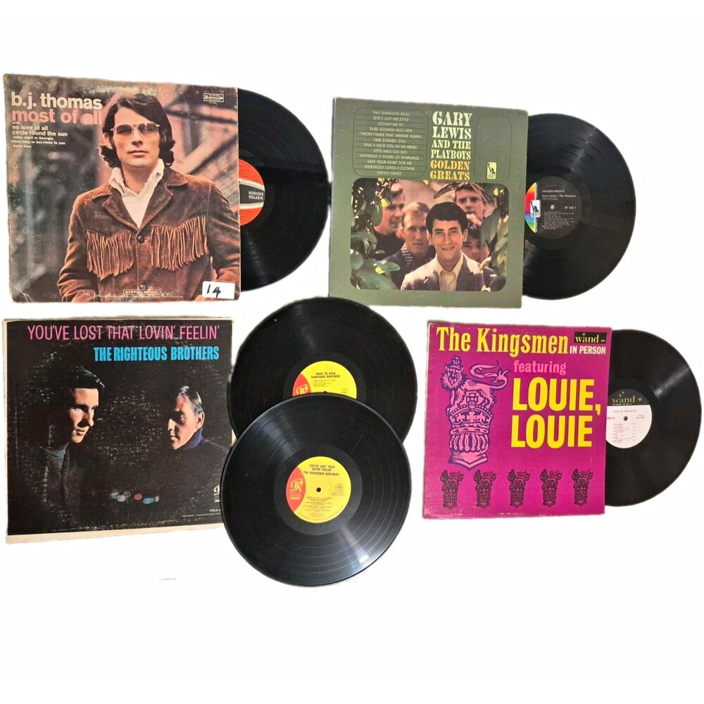 12" 33RPM Vinyl LP Lot B.J. Thomas Most of All Gary Lewis Righteous Bros